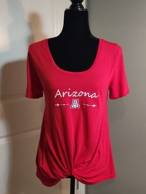 Arizona Scoop Neck Knot Tee - Red